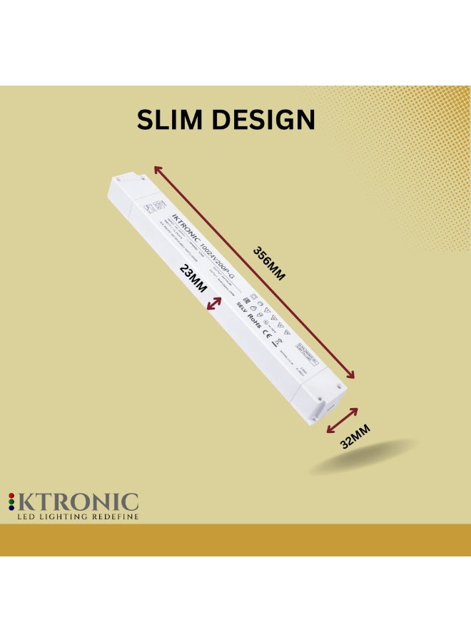 KTRONIC 200W 24V LED Driver – Ultra Slim LED Driver, 110-277VAC to 24V DC 8.3A Max. - Image 5